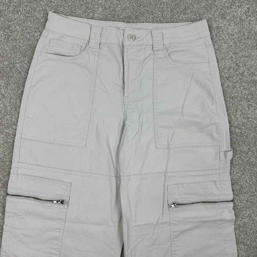 Sincerely Jules Womens Beige Cargo Pants Wide Leg Utility Cropped Size 9/29